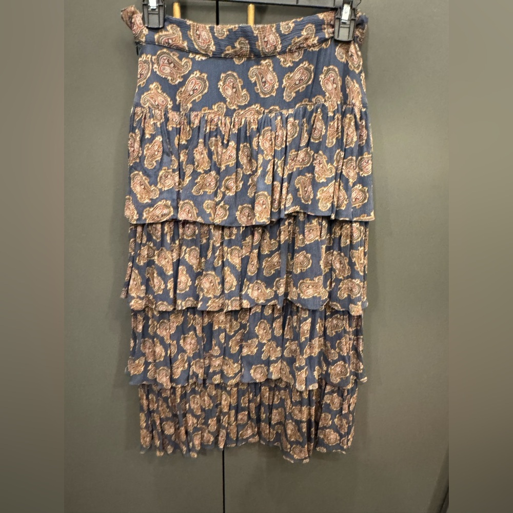 Brooks Brothers Tiered Paisley Chiffon Midi Skirt Blue Women’s Size 0 NWT - Picture 6 of 6